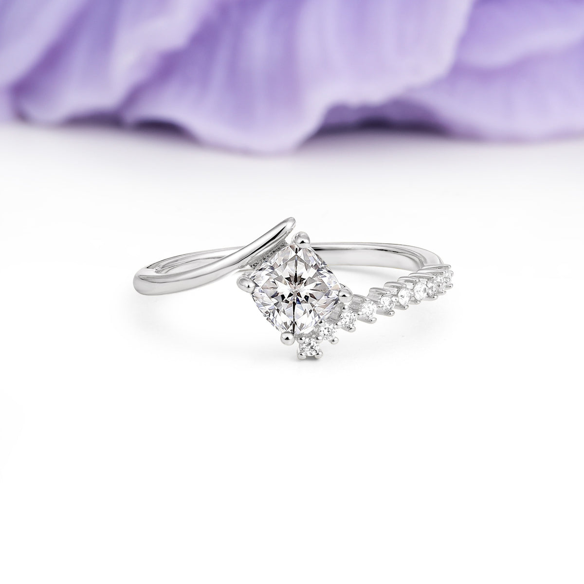 Classic Twisted 4-Prong Princess Cut Lab Diamond Engagement Ring - Additional view