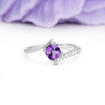 Classic Twisted 4-Prong Princess Cut Amethyst Engagement Ring - Additional view