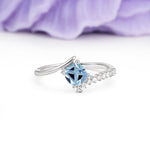 Classic Twisted 4-Prong Princess Cut Aquamarine Engagement Ring - Additional view