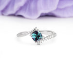 Classic Twisted 4-Prong Princess Cut Alexandrite Engagement Ring - Additional view