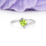 Classic Twisted 4-Prong Princess Cut Peridot Engagement Ring - Additional view