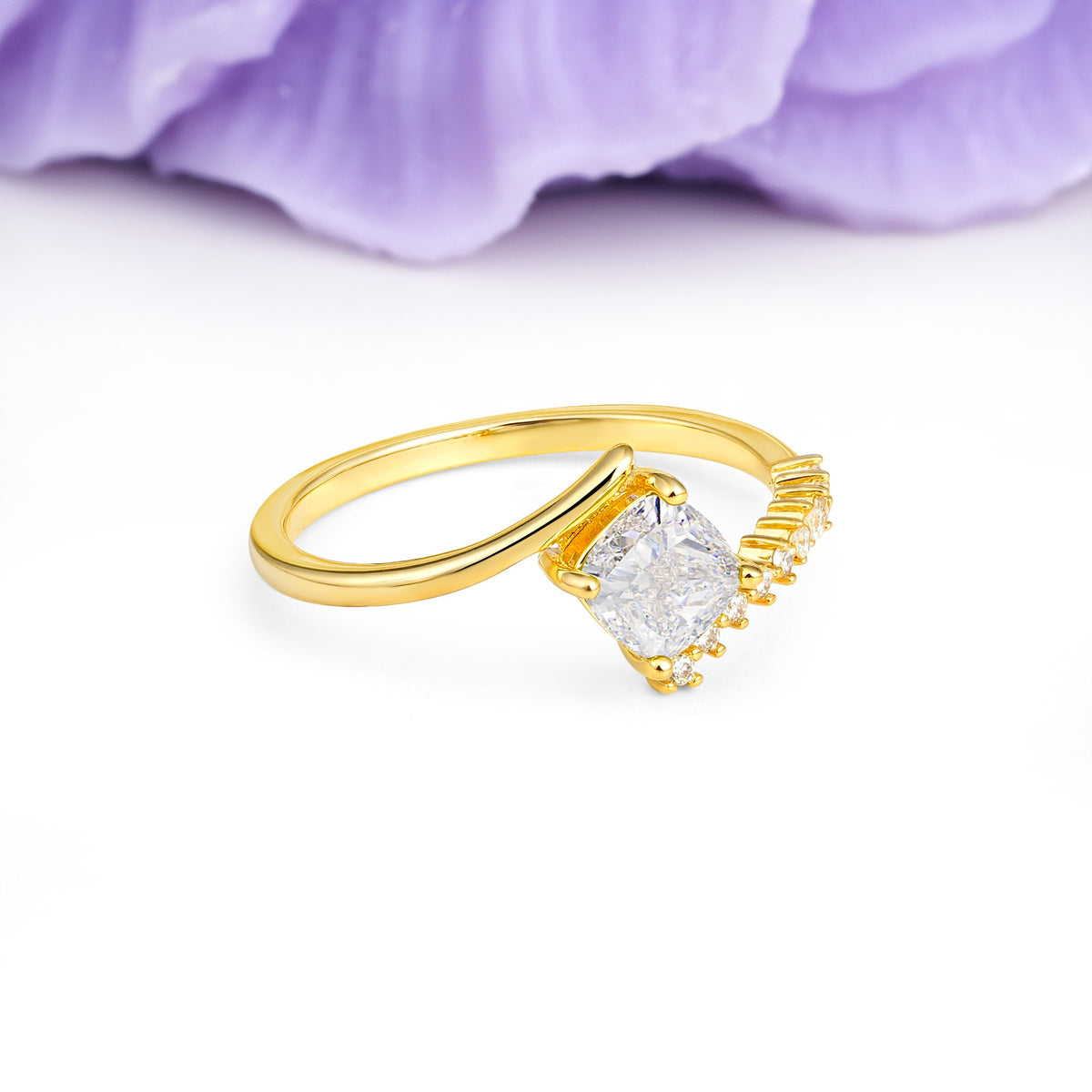 Classic Twisted 4-Prong Princess Cut Moissanite Engagement Ring - Additional view