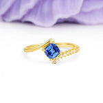 Classic Twisted 4-Prong Princess Cut Sapphire Engagement Ring - Additional view