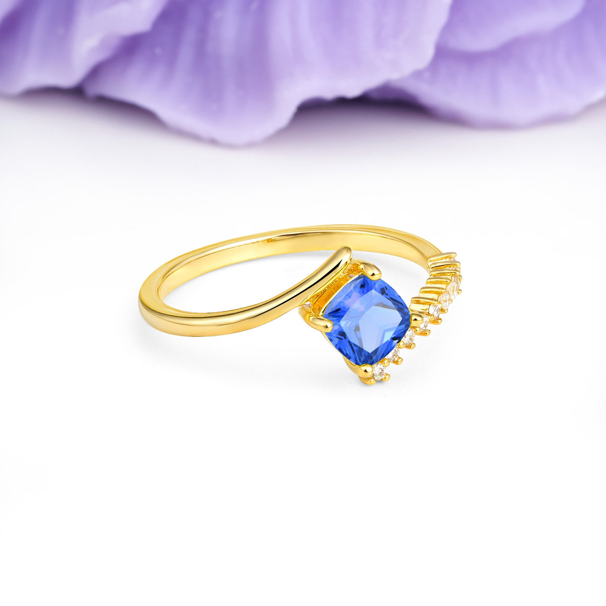 Classic Twisted 4-Prong Princess Cut Sapphire Engagement Ring - Additional view