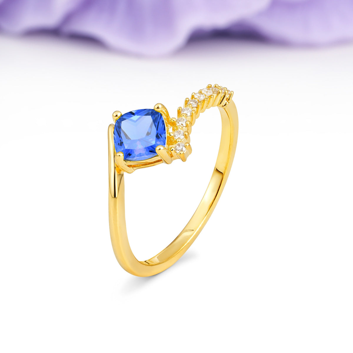 Classic Twisted 4-Prong Princess Cut Sapphire Engagement Ring - Additional view
