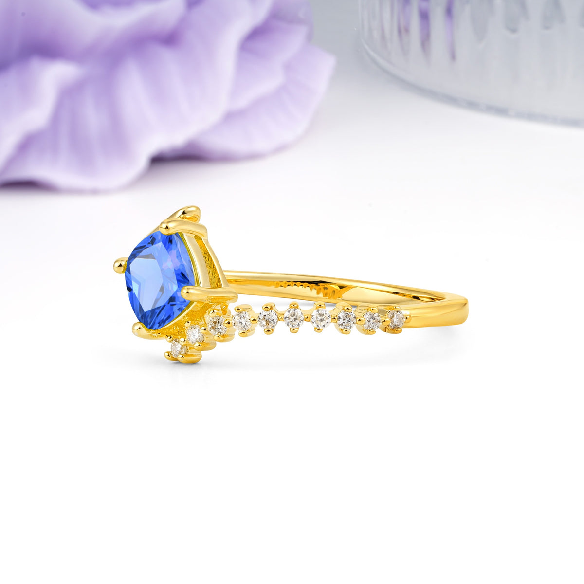 Classic Twisted 4-Prong Princess Cut Sapphire Engagement Ring - Additional view