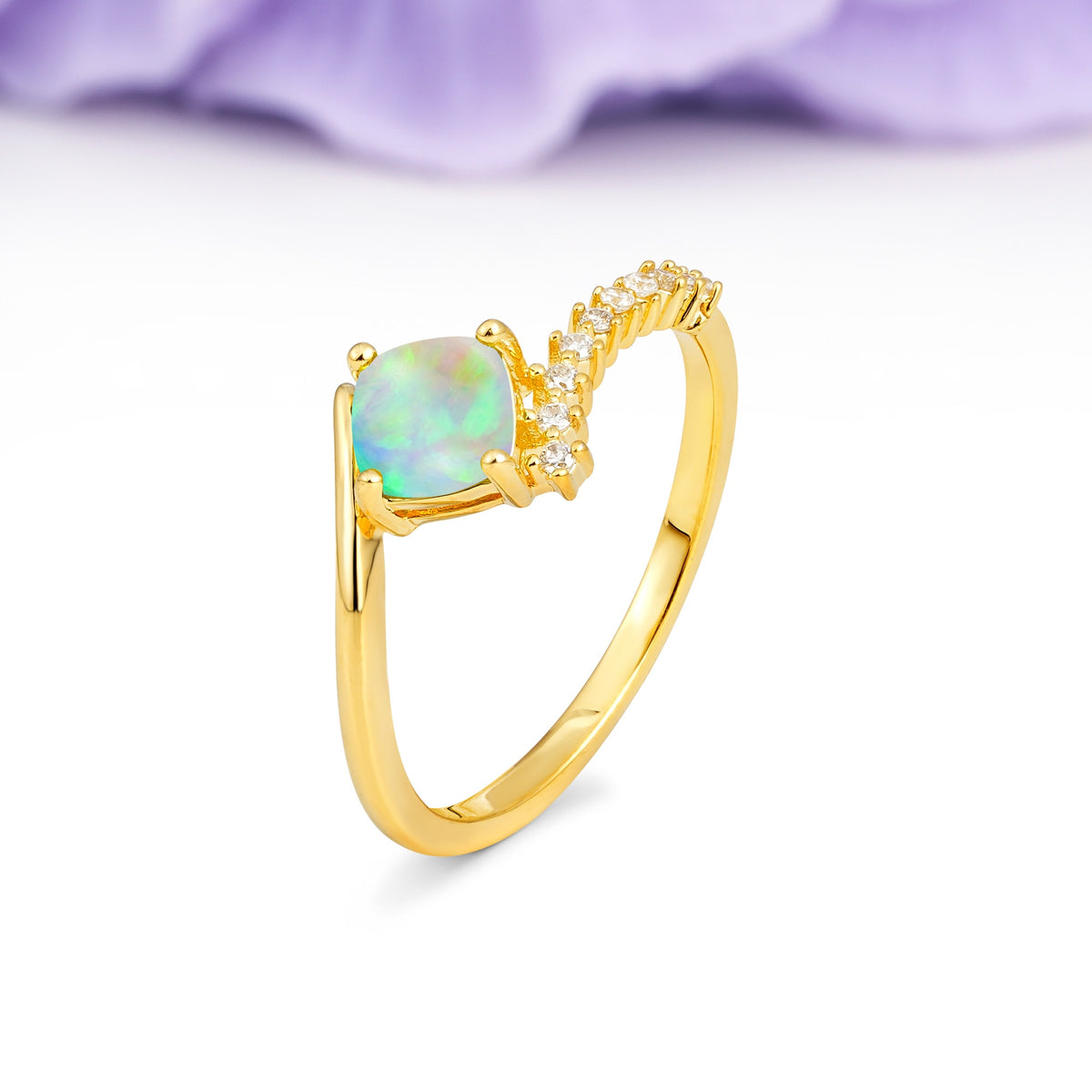 Classic Twisted 4-Prong Princess Cut Fire Opal Engagement Ring - Additional view