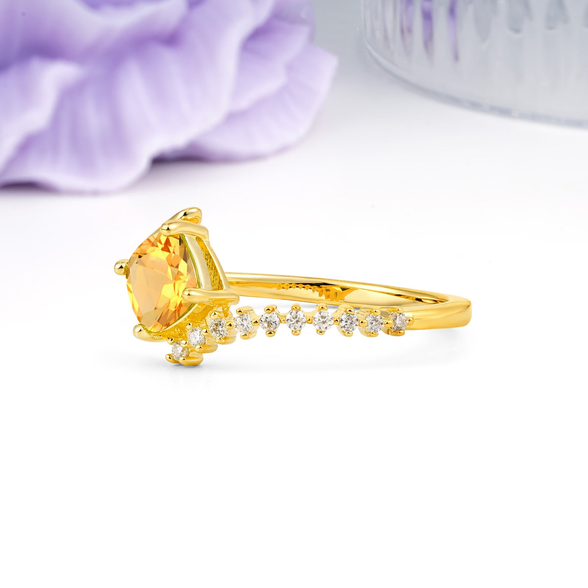 Classic Twisted 4-Prong Princess Cut Citrine Engagement Ring - Additional view