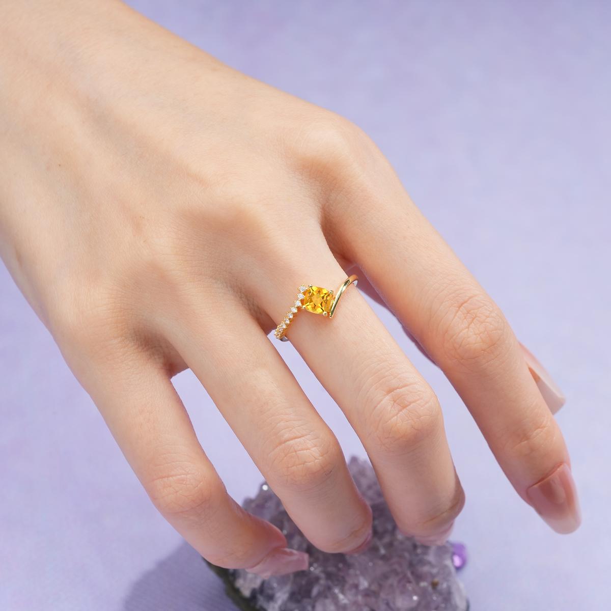 Classic Twisted 4-Prong Princess Cut Citrine Engagement Ring