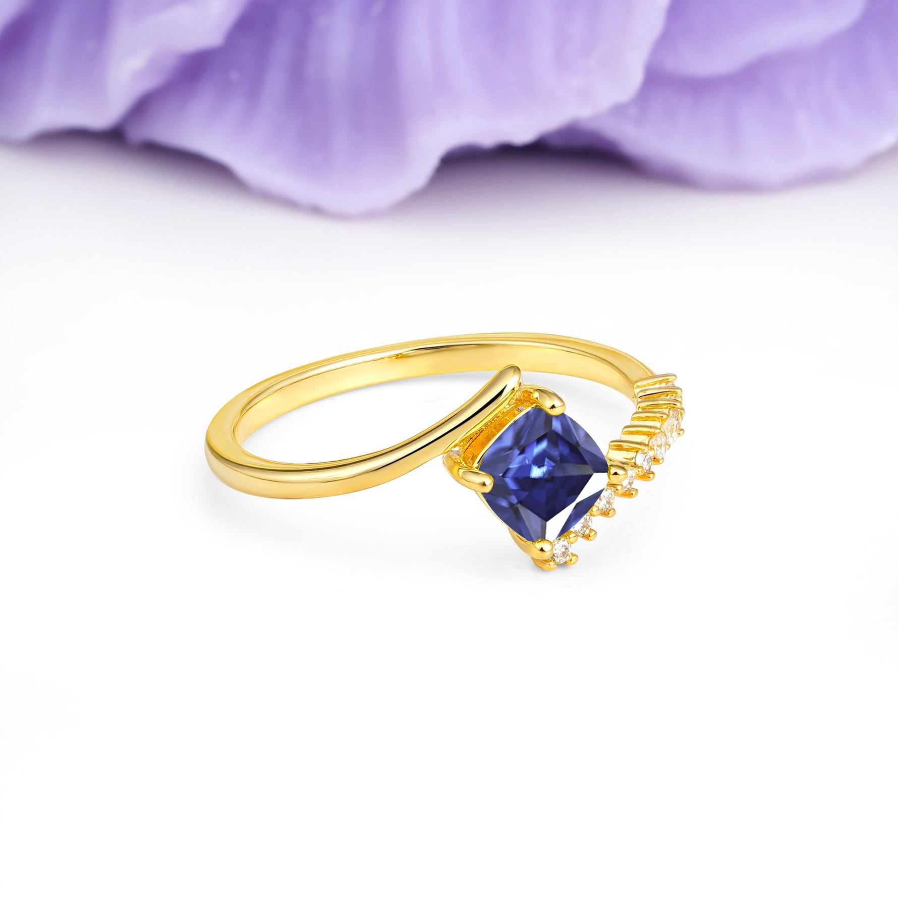 Classic Twisted 4-Prong Princess Cut Tanzanite Engagement Ring - Additional view