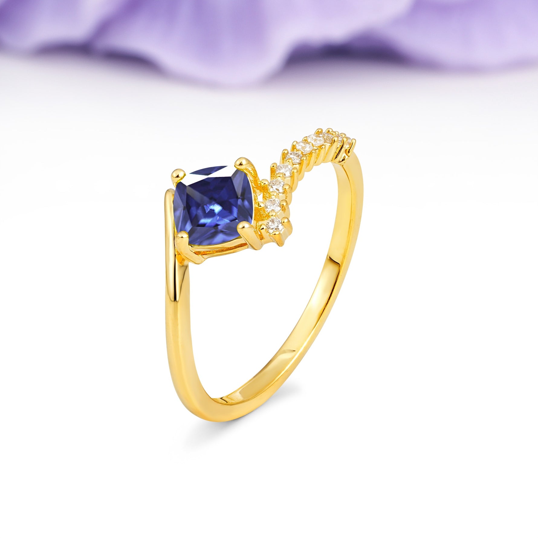 Classic Twisted 4-Prong Princess Cut Tanzanite Engagement Ring - Additional view