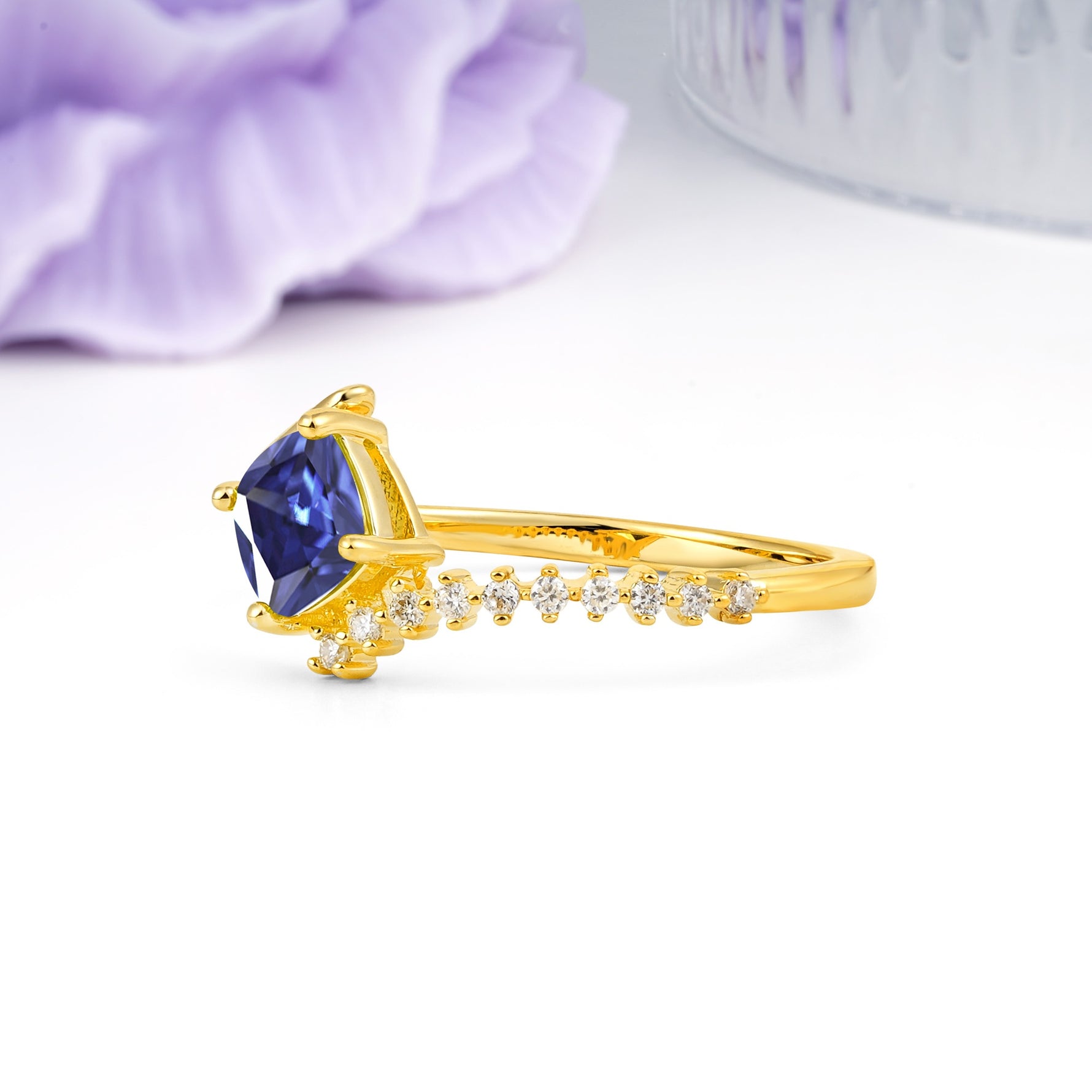 Classic Twisted 4-Prong Princess Cut Tanzanite Engagement Ring - Additional view