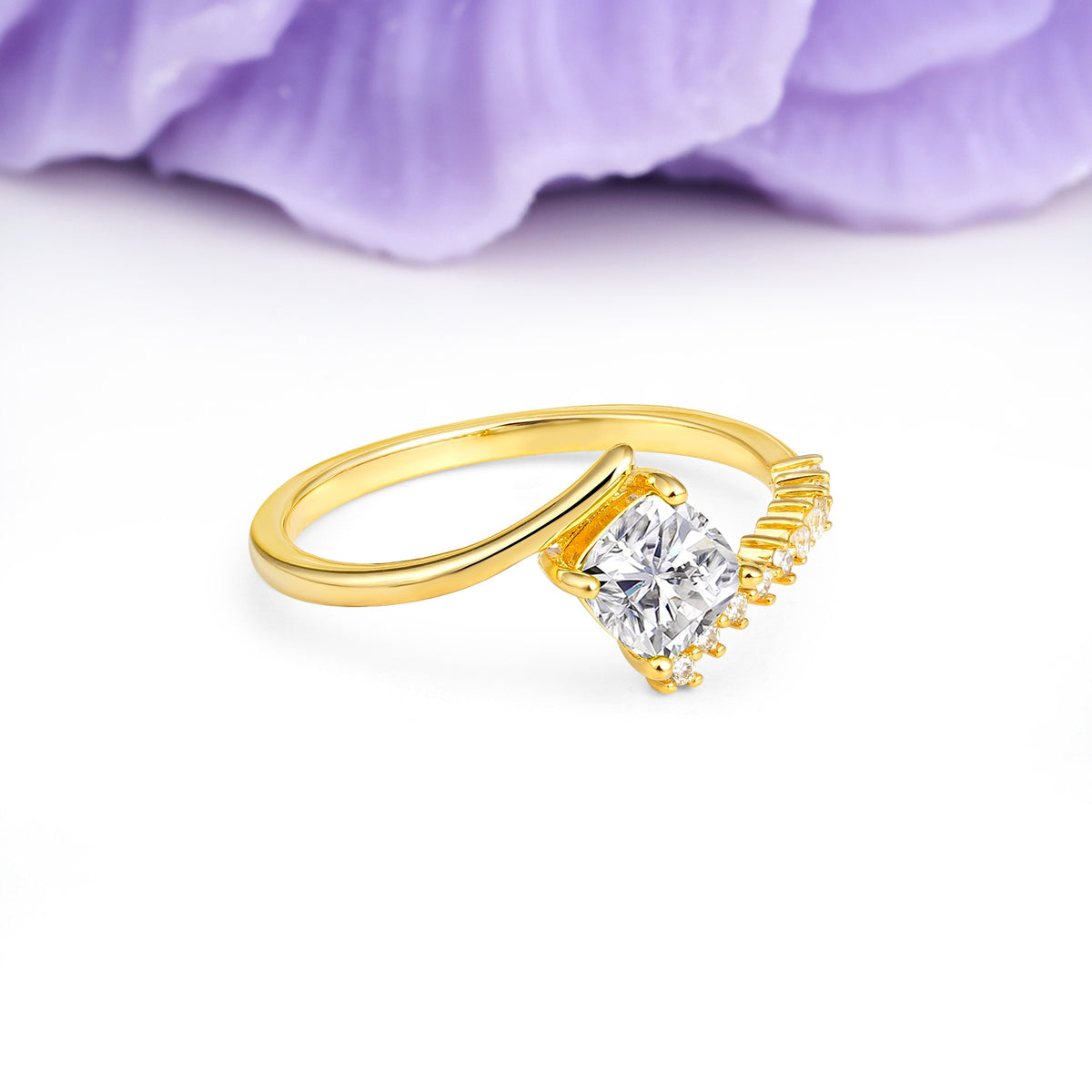 Classic Twisted 4-Prong Princess Cut Lab Diamond Engagement Ring - Additional view
