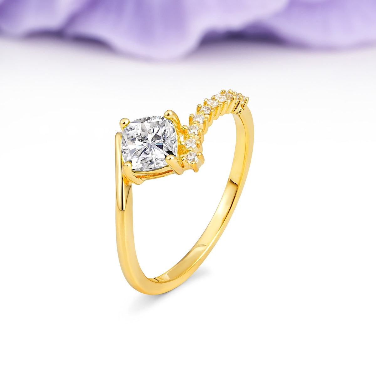 Classic Twisted 4-Prong Princess Cut Lab Diamond Engagement Ring - Additional view