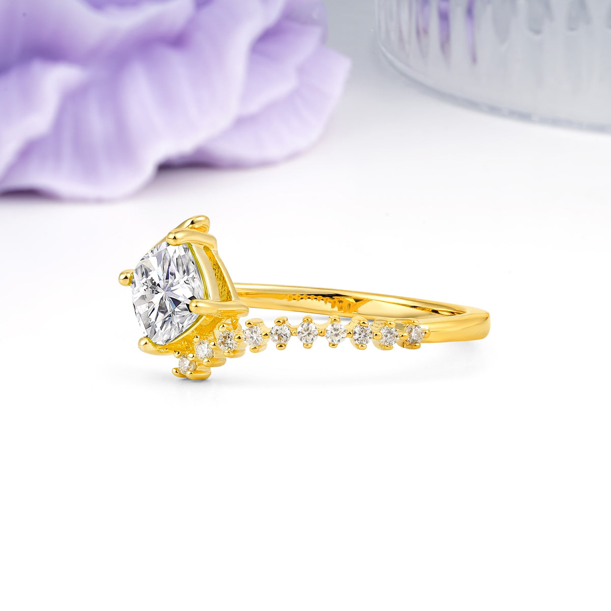 Classic Twisted 4-Prong Princess Cut Lab Diamond Engagement Ring - Additional view