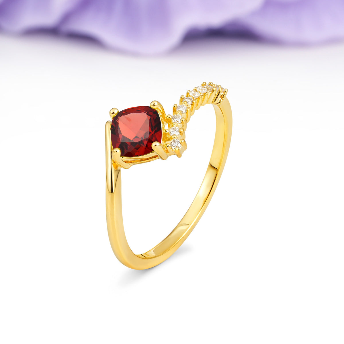 Classic Twisted 4-Prong Princess Cut Garnet Engagement Ring - Additional view