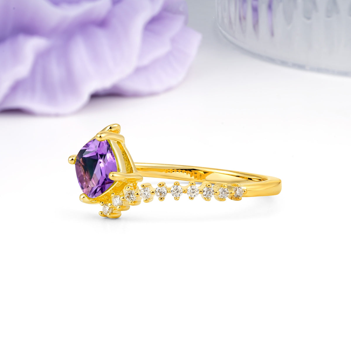 Classic Twisted 4-Prong Princess Cut Amethyst Engagement Ring - Additional view