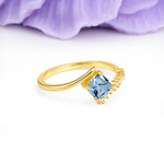 Classic Twisted 4-Prong Princess Cut Aquamarine Engagement Ring - Additional view