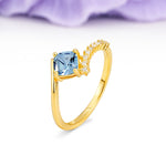 Classic Twisted 4-Prong Princess Cut Aquamarine Engagement Ring - Additional view