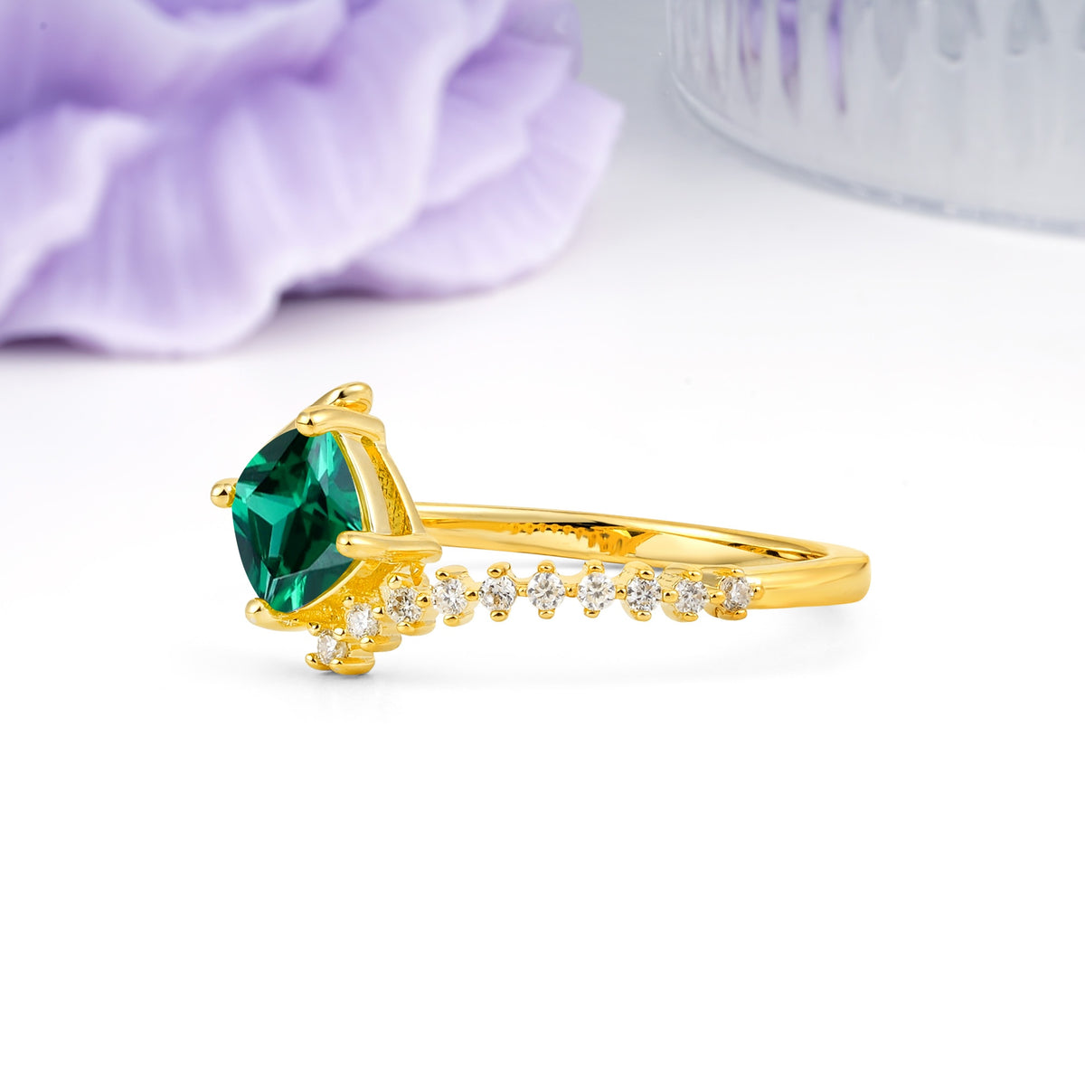 Classic Twisted 4-Prong Princess Cut Emerald Engagement Ring - Additional view