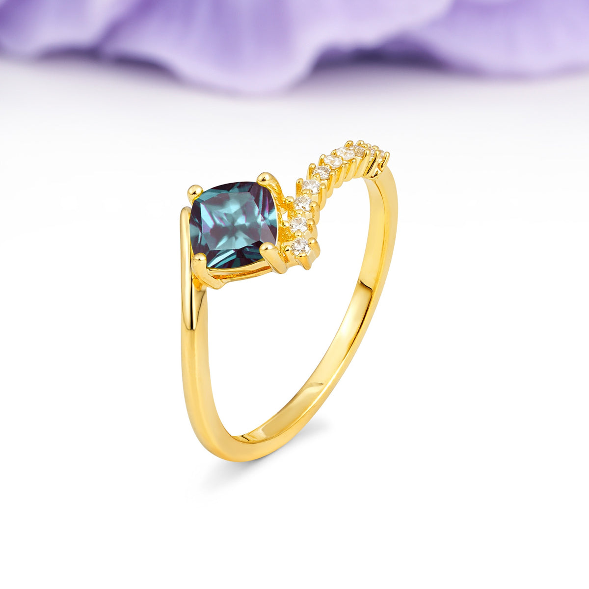 Classic Twisted 4-Prong Princess Cut Alexandrite Engagement Ring - Additional view