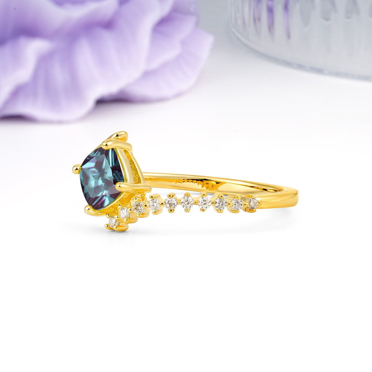 Classic Twisted 4-Prong Princess Cut Alexandrite Engagement Ring - Additional view