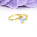 Classic Twisted 4-Prong Princess Cut Moonstone Engagement Ring - Additional view