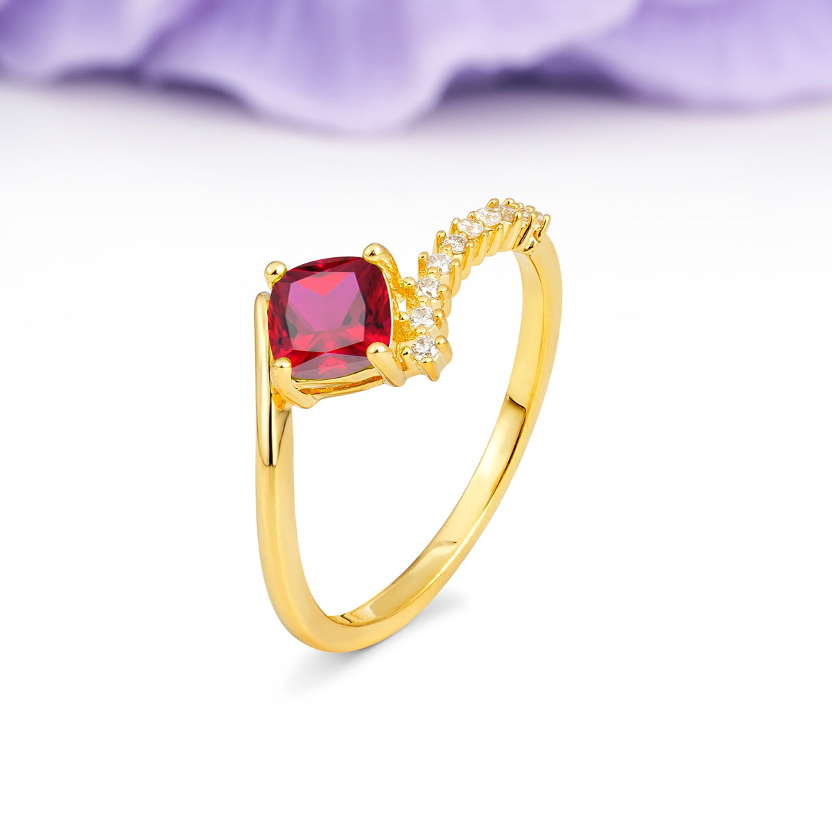 Classic Twisted 4-Prong Princess Cut Ruby Engagement Ring - Additional view