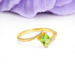 Classic Twisted 4-Prong Princess Cut Peridot Engagement Ring - Additional view