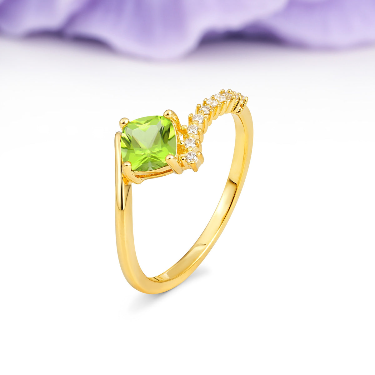 Classic Twisted 4-Prong Princess Cut Peridot Engagement Ring - Additional view
