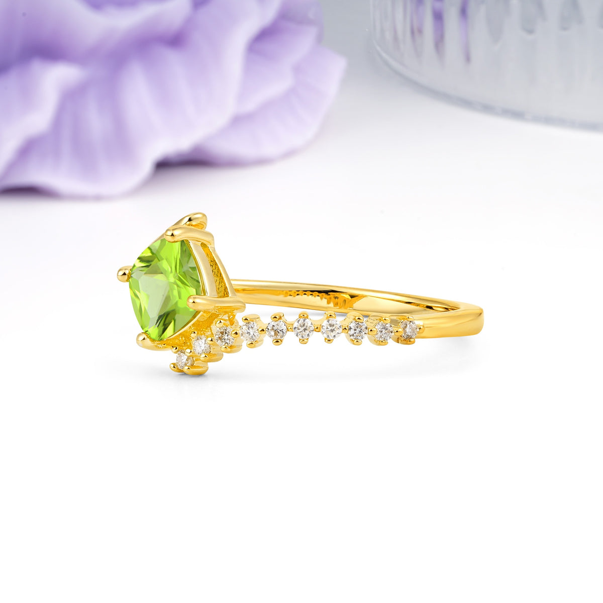 Classic Twisted 4-Prong Princess Cut Peridot Engagement Ring - Additional view