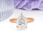 Classic Minimalist 3 Prong Pear Cut Moissanite Engagement Ring - Additional view