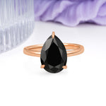 Classic Minimalist 3 Prong Pear Cut Black Onyx Engagement Ring - Additional view