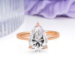 Classic Minimalist 3 Prong Pear Cut Lab Diamond Engagement Ring - Additional view