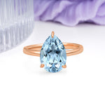 Classic Minimalist 3 Prong Pear Cut Aquamarine Engagement Ring - Additional view