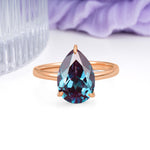 Classic Minimalist 3 Prong Pear Cut Alexandrite Engagement Ring - Additional view