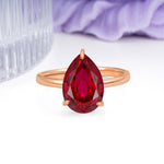 Classic Minimalist 3 Prong Pear Cut Ruby Engagement Ring - Additional view