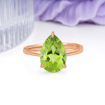 Classic Minimalist 3 Prong Pear Cut Peridot Engagement Ring - Additional view