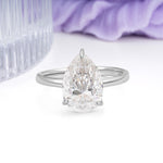 Classic Minimalist 3 Prong Pear Cut Moissanite Engagement Ring - Additional view