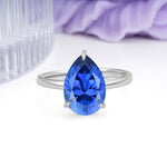 Classic Minimalist 3 Prong Pear Cut Sapphire Engagement Ring - Additional view