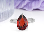 Classic Minimalist 3 Prong Pear Cut Garnet Engagement Ring - Additional view