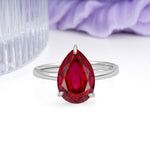 Classic Minimalist 3 Prong Pear Cut Ruby Engagement Ring - Additional view