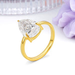 Classic Minimalist 3 Prong Pear Cut Moissanite Engagement Ring - Additional view