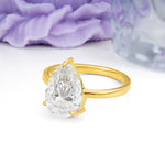 Classic Minimalist 3 Prong Pear Cut Moissanite Engagement Ring - Additional view
