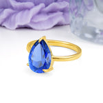 Classic Minimalist 3 Prong Pear Cut Sapphire Engagement Ring - Additional view