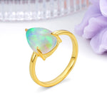 Classic Minimalist 3 Prong Pear Cut Fire Opal Engagement Ring - Additional view