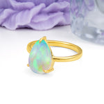Classic Minimalist 3 Prong Pear Cut Fire Opal Engagement Ring - Additional view