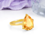 Classic Minimalist 3 Prong Pear Cut Citrine Engagement Ring - Additional view