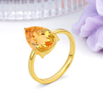 Classic Minimalist 3 Prong Pear Cut Citrine Engagement Ring - Additional view