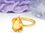 Classic Minimalist 3 Prong Pear Cut Citrine Engagement Ring - Additional view